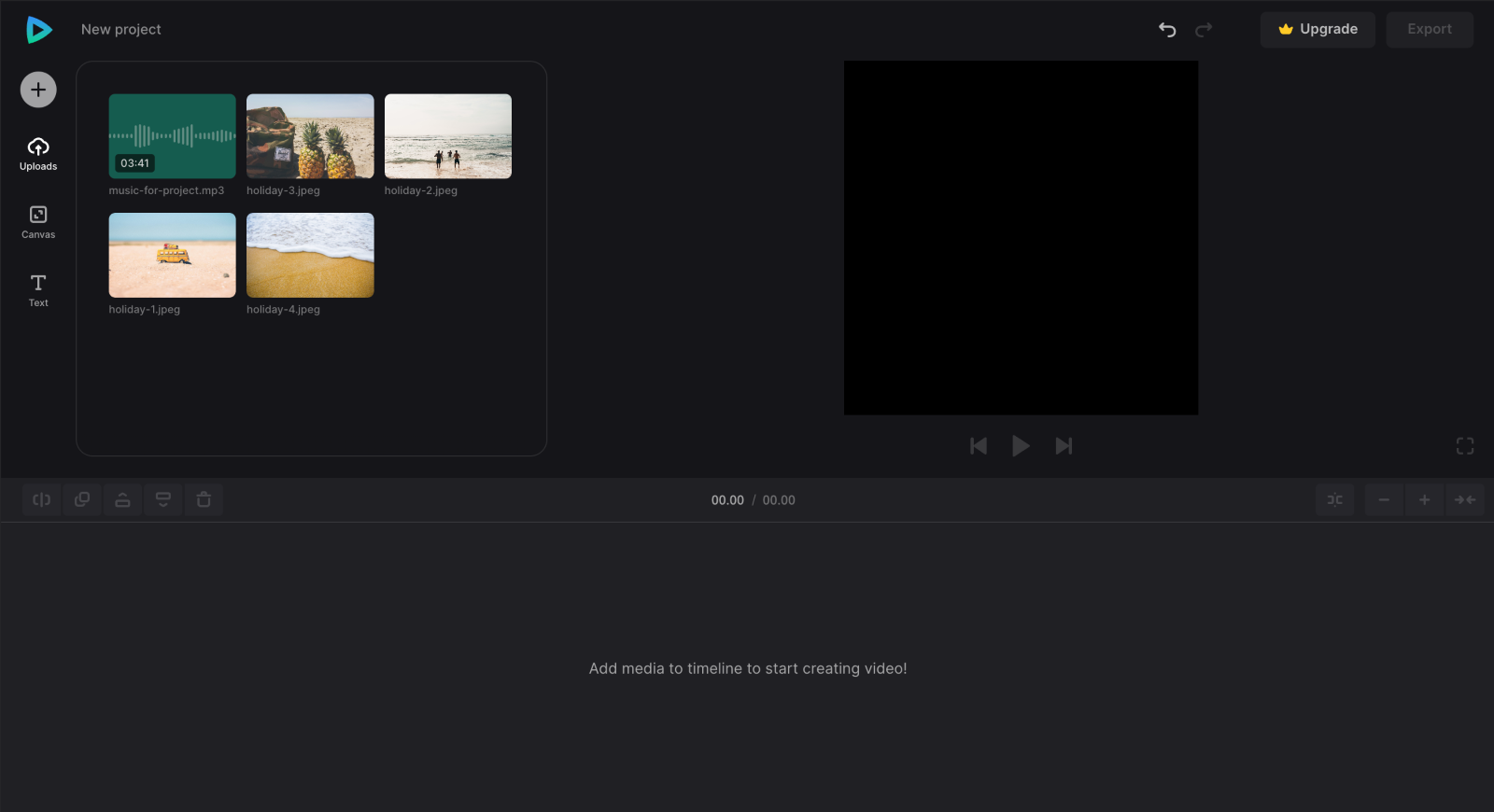  Files in video editor to make photo slideshow with music