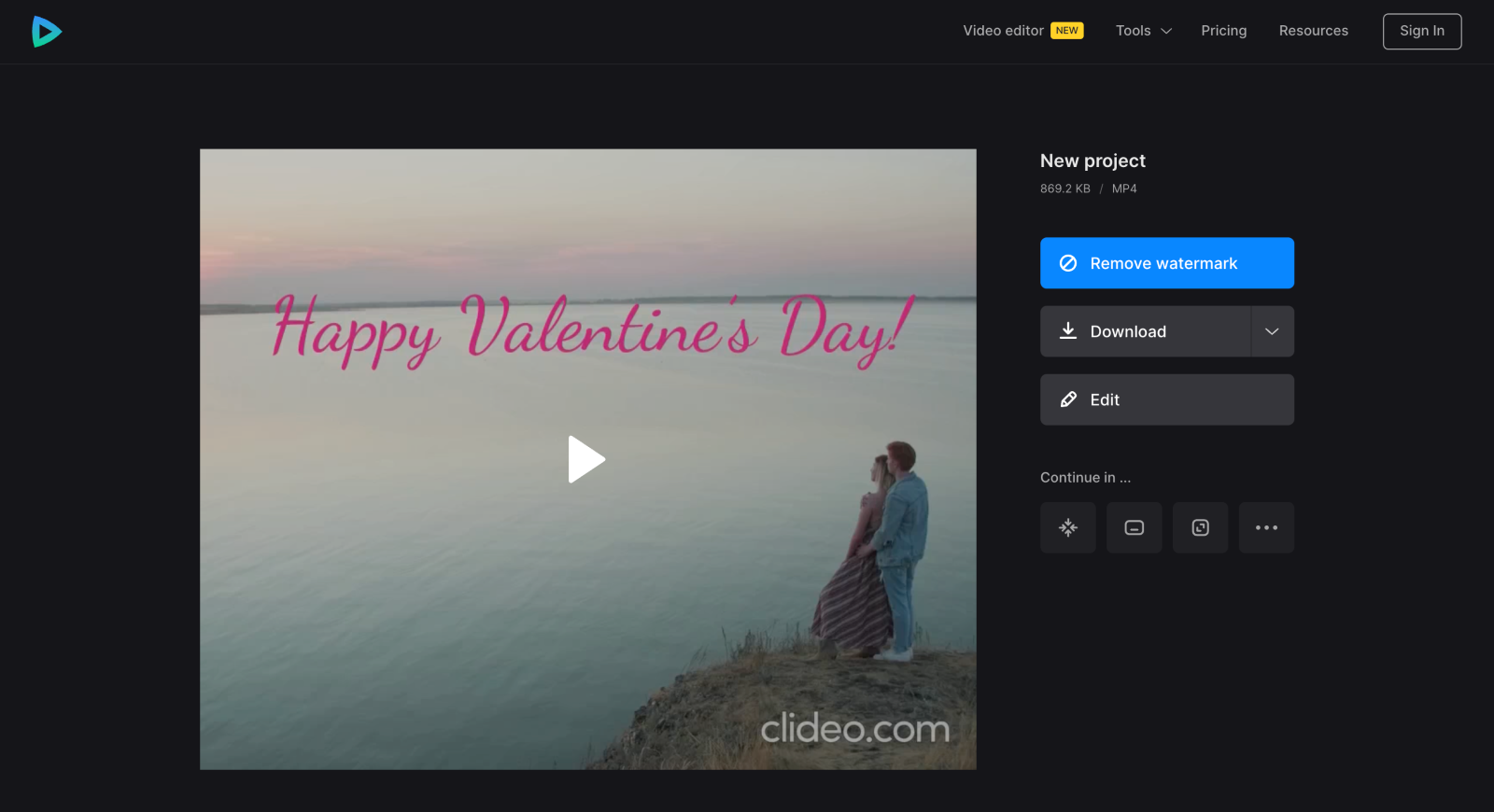 Save video card with Happy Valentine's Day fonts